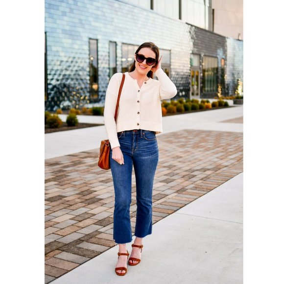 Blogger Favorite Madewell Cali Demi-Boot Jeans Fleetwood Wash Raw-Hem Cropped 28 - Picture 13 of 16